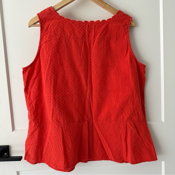 Tommy Hilfiger Women's Orange Red Sleeveless Eyelet Button Down Top Size 16 - Picture 5 of 8